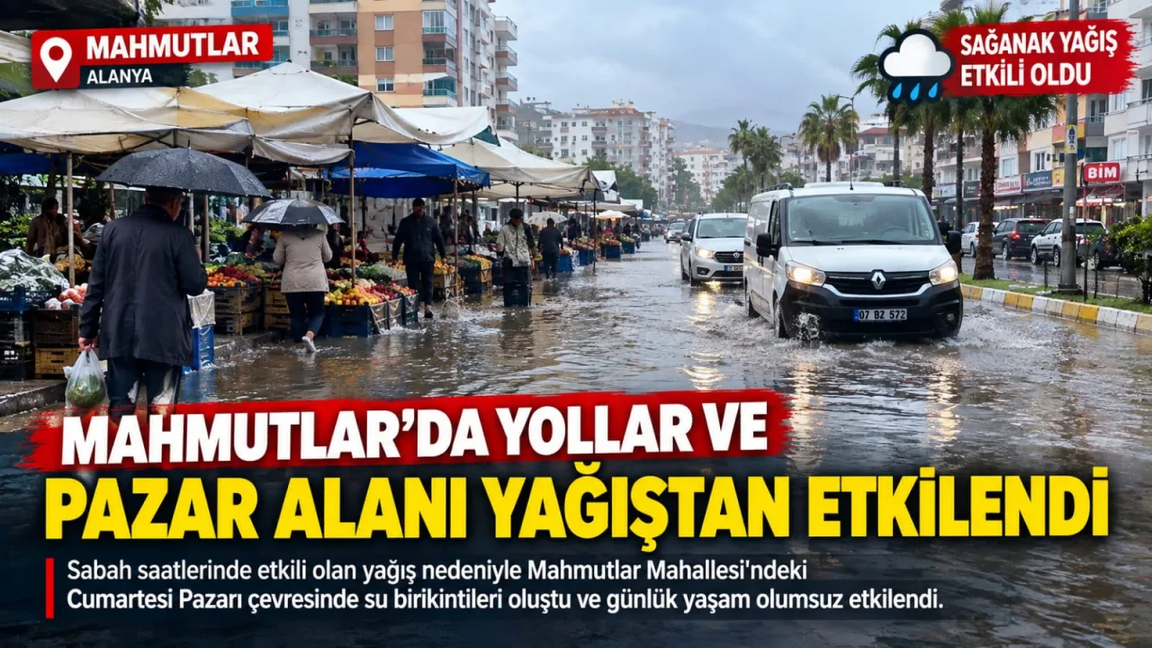 Mahmutlar’da Sağanak Yağış Günlük Yaşamı Olumsuz Etkiled